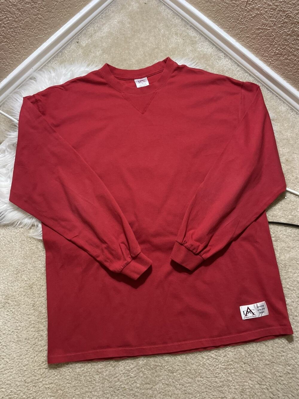 Vintage 90s DAC Athletic Club Red T-Shirt XL Long Sleeve Grunge Outdoor